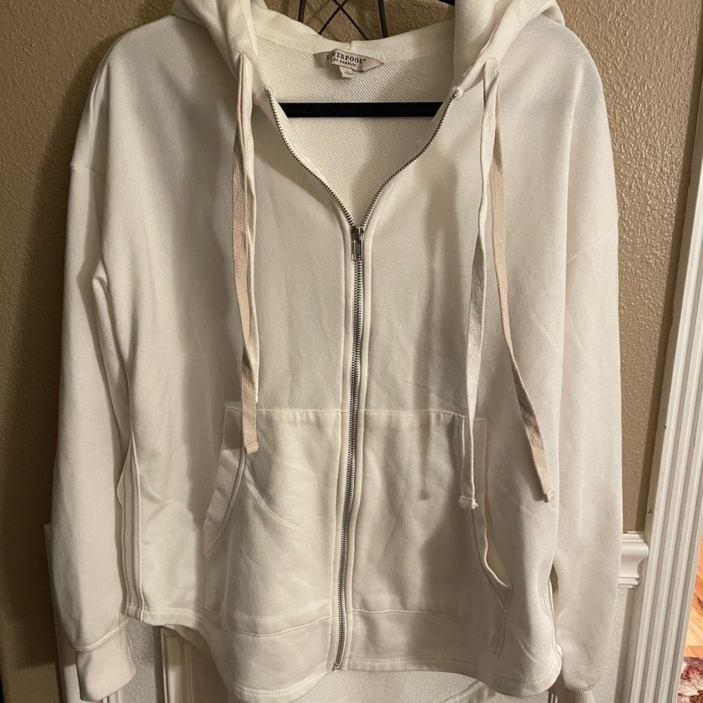 Liverpool Los Angeles White Asymmetrical Women’s Zip Up Hooded Sweatshirt L